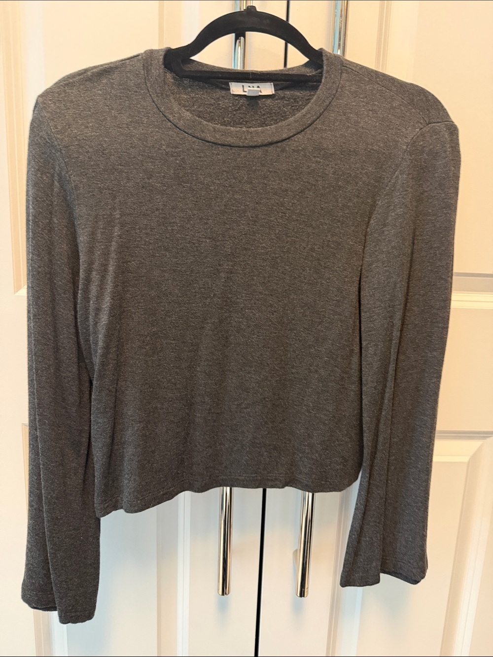 Gray Long Sleeve Crewneck Top